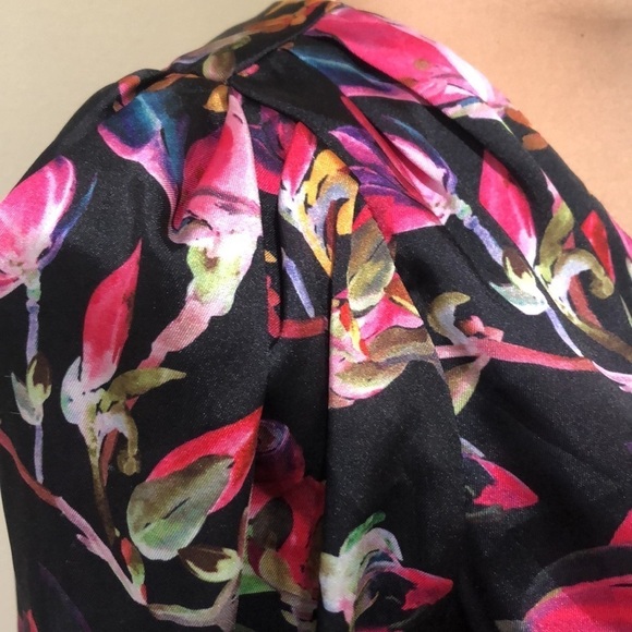 Delfi Collective Lindsay Maxi Dress Size Small Black Pink Tropical Floral Gown - Picture 5 of 12